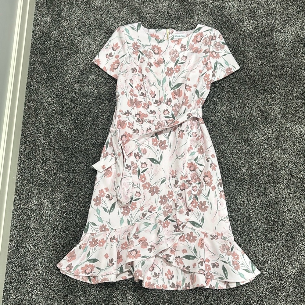 Calvin Klein Pink Floral Midi Dress